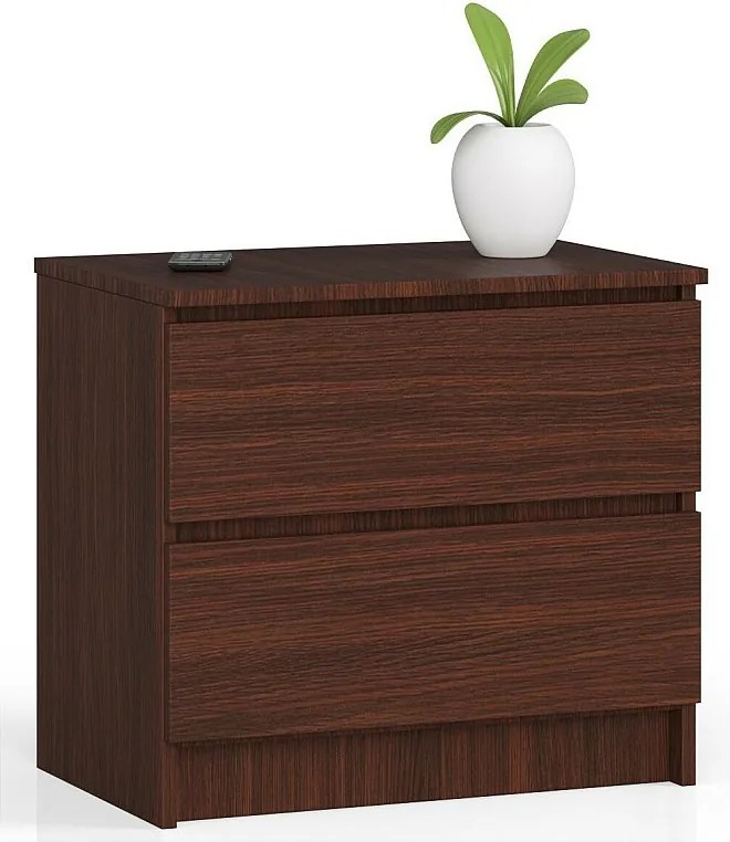 Szafka nocna AKORD K60 Wenge 60 cm 2 szuflady kolor Wenge mat 60x40x55 cm