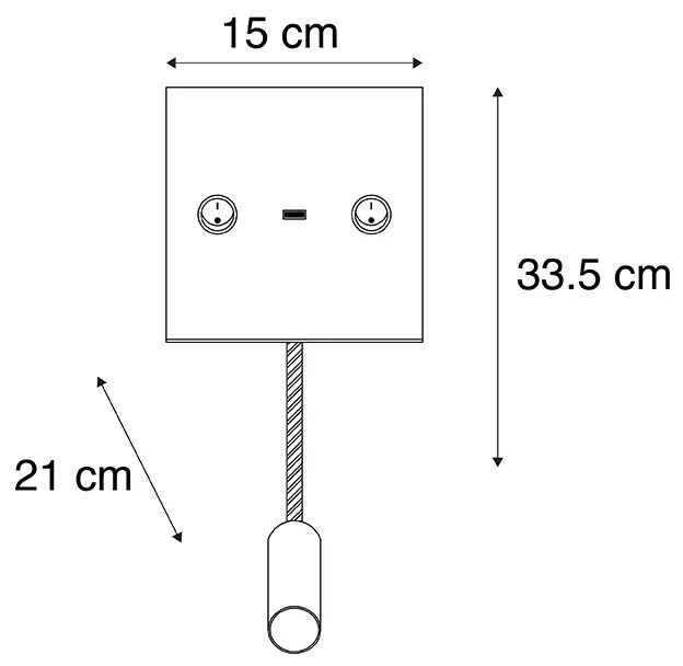 Nowoczesna lampa ścienna USB czarna z elastycznym ramieniem - Duppio Nowoczesny Oswietlenie wewnetrzne