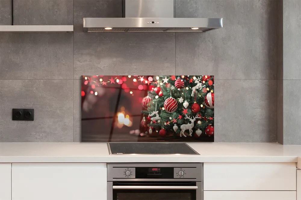 Szklany Panel Klasyczne Świąteczne Bombki