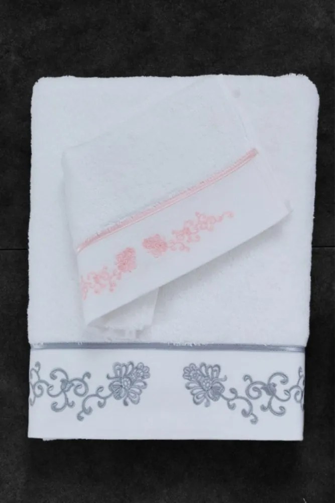 Ręcznik DIARA 50x100 cm Biały / miętowy haft