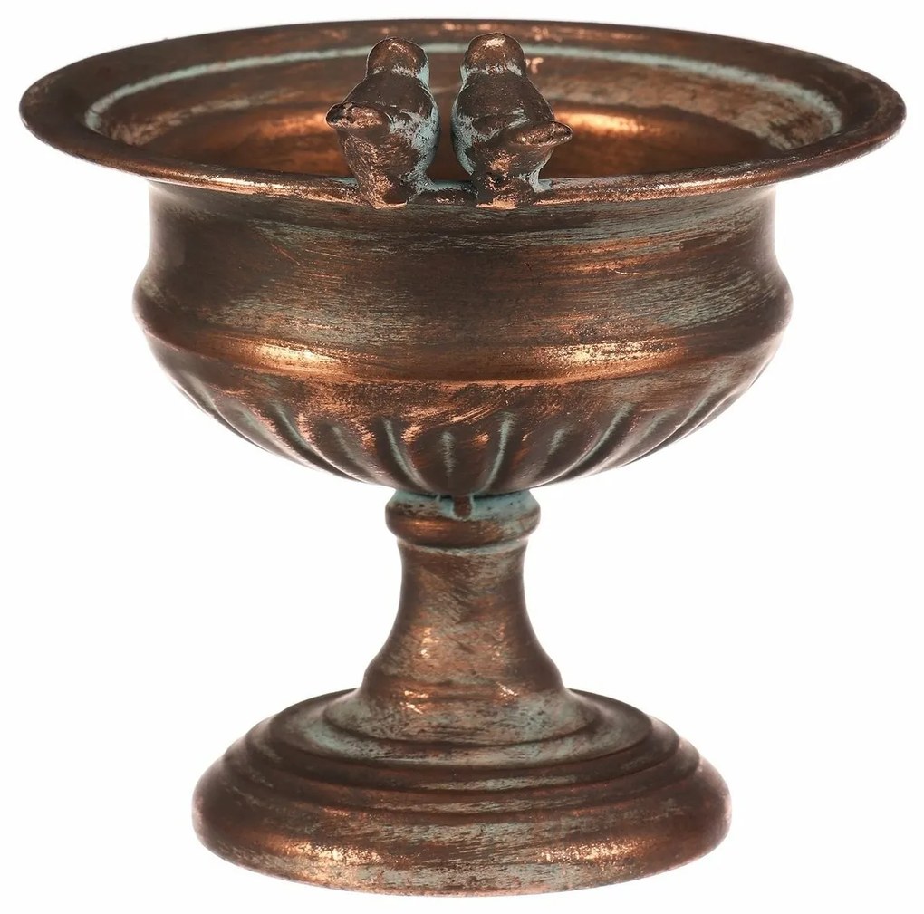 Metalowy kielich do kompozycji lub poidło Romance,19 x 16 x 16 cm, kolor miedziany