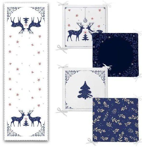 Zestaw poduszek na krzesła i bieżnika 5 szt. Blue Christmas – Mila Home