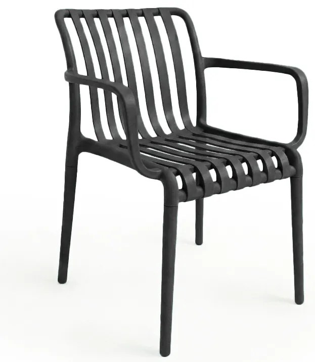 Plastowe krzesło TREGO z podłokietnikami, antracytowe