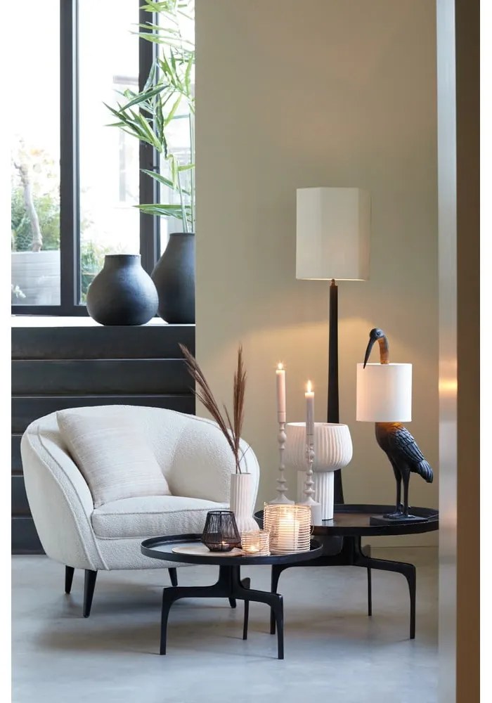 Biały fotel z materiału bouclé Almond – Light &amp; Living