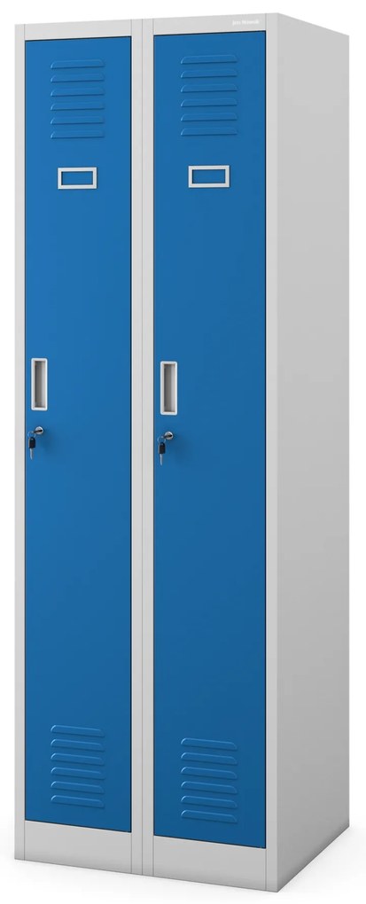Szafka pracownicza metalowa czterokomorowa niebieska: KACPER II