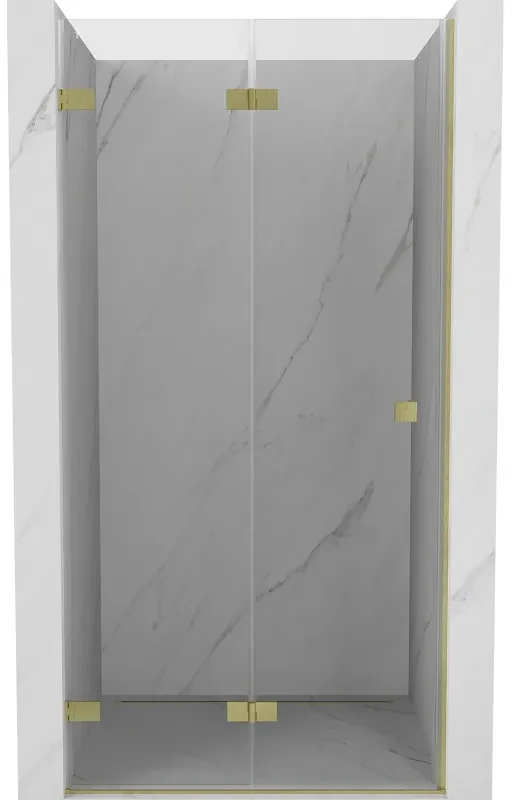 Mexen Lunar-F drzwi prysznicowe składane lewe 100 cm, transparent, złote szczotkowane - 836-100-000-55-00-L