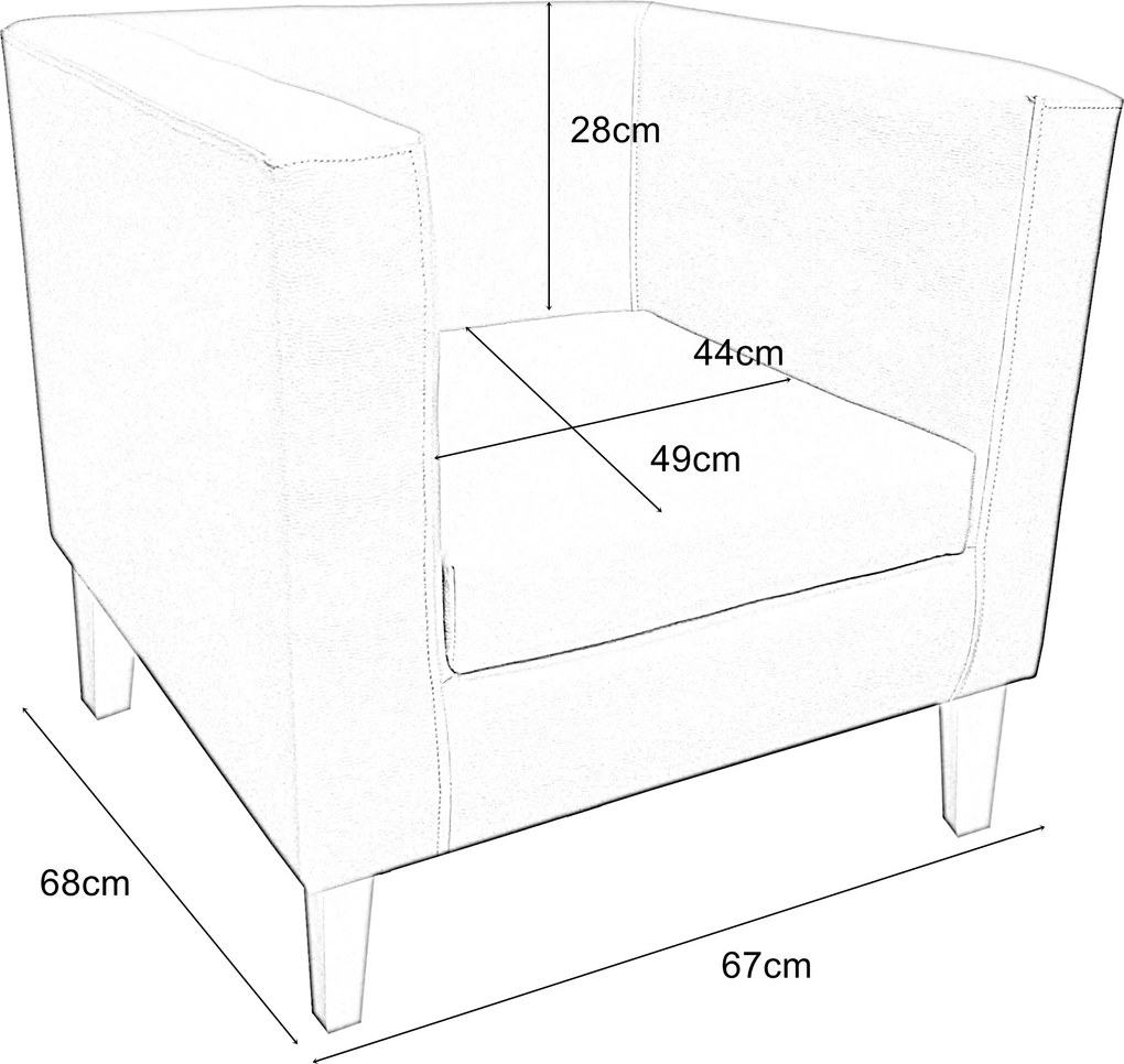 Fotel Monaco tkanina Eko-skóra : Kolor nogi - Drewno, Kolor tkaniny - EKO-SKÓRA - 4D, Wysokość nogi - 20 cm