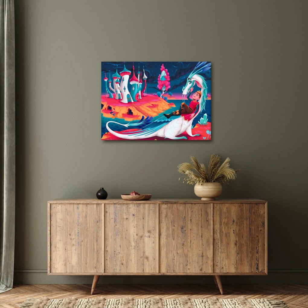 Obraz - Książę i smocza księżniczka (70x50 cm)