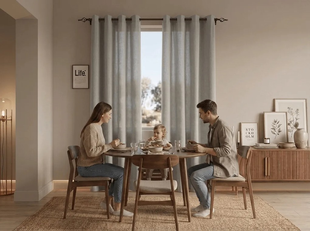 Zasłona TAVIO 140x250 cm, jasnoszara Zawieszanie: Taśma z wiązaniami