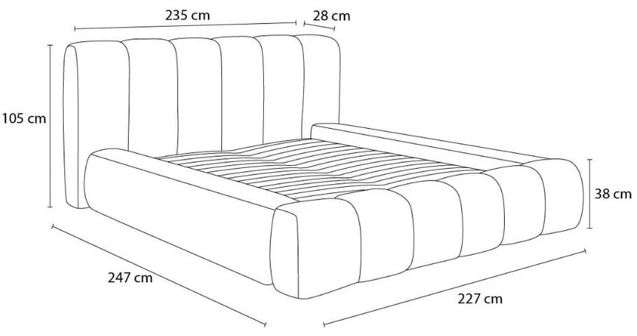 Jasnoszare tapicerowane łóżko dwuosobowe ze schowkiem ze stelażem 180x200 cm Denali – Bobochic Paris