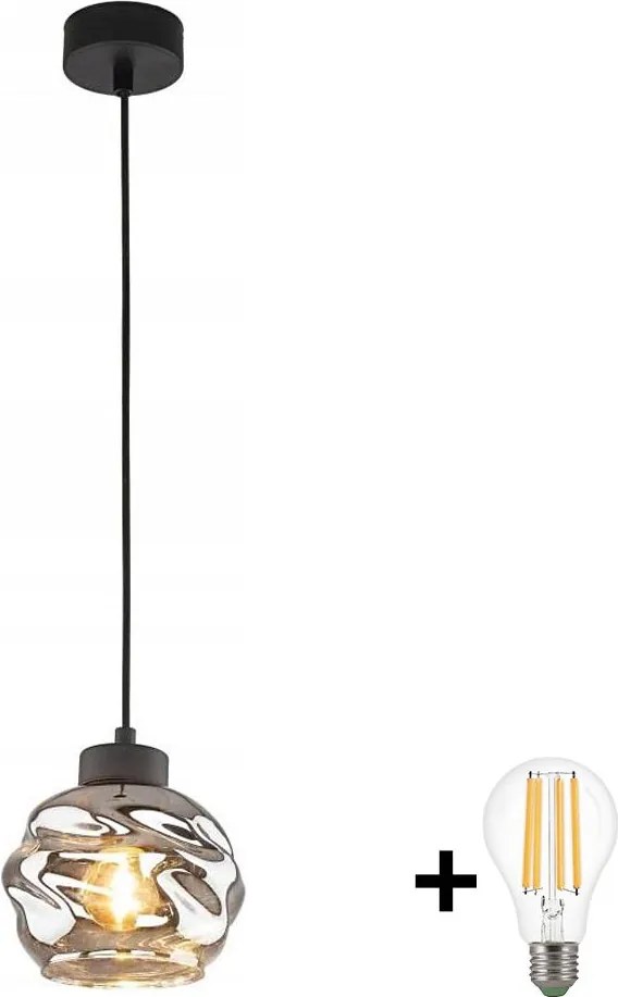 LED Lampa wisząca na przewodzie ZULIA 1xE27/15W/230V czarna/dymna