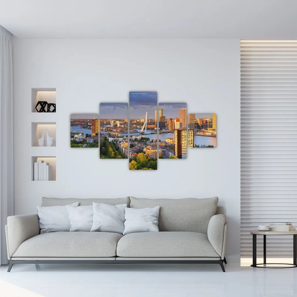 Obraz - Panorama Rotterdamu, Holandia (125x70 cm)