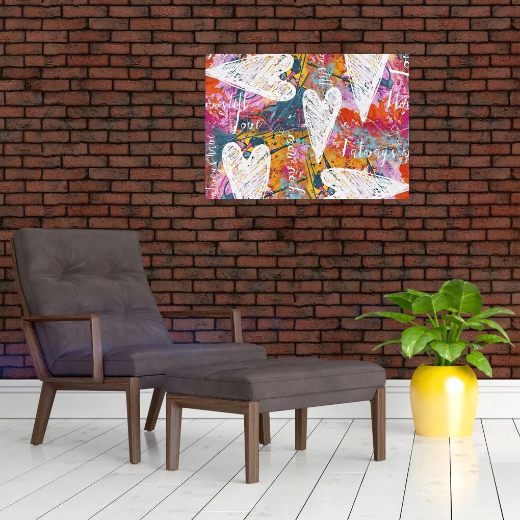 Obraz - Serce na abstrakcyjnym tle (70x50 cm)