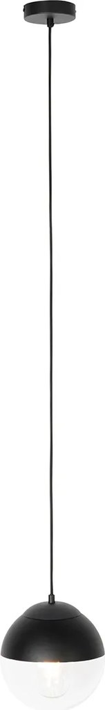 Retro lampa wisząca czarna z przezroczystym szkłem 20 cm - Eclipse