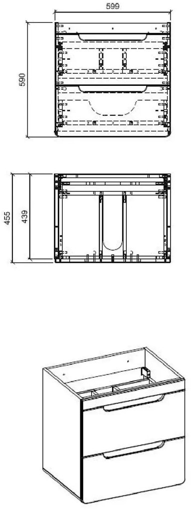 Szafka wisząca pod umywalkę z szufladami Borneo 6X z szufladami 60 cm Iwos 3X