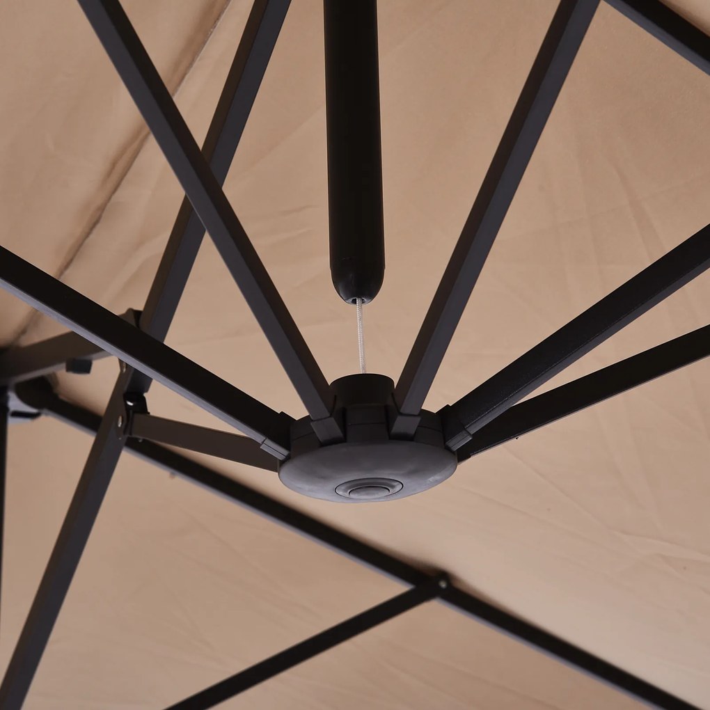 Outsunny Parasol Owalny Podwójny Ogrodowy z Korbką Jasnokawowy 460x270x240cm Idealny na Targ i Taras | Aosom PL