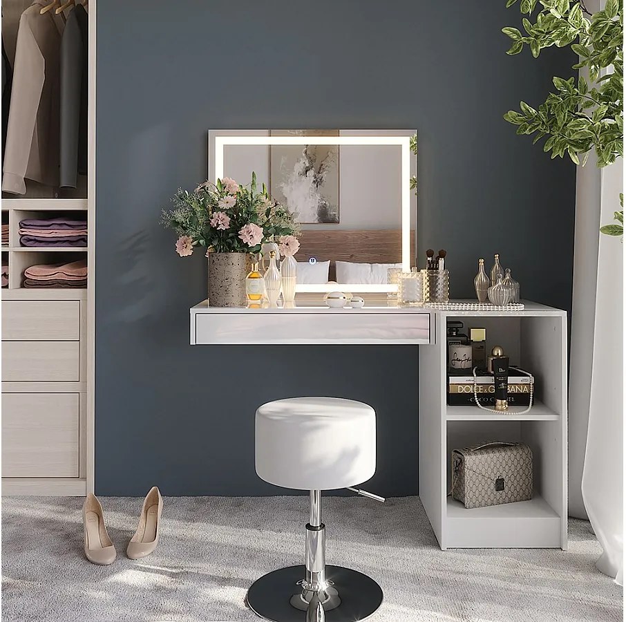 Stół do toalety biały/biały wysoki połysk 120x50.1x76 sherry