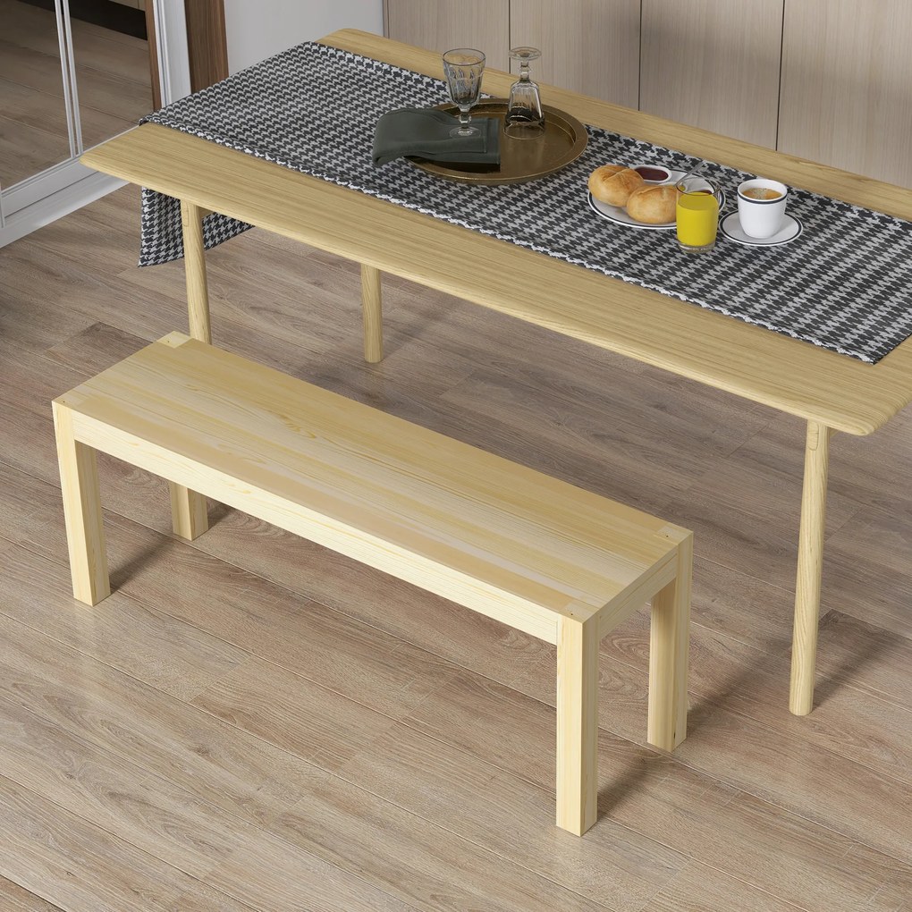 HOMCOM Drewniana ławka kuchenna 3-osobowa z drewna sosnowego 120x33x45 cm naturalny kolor | Aosom PL