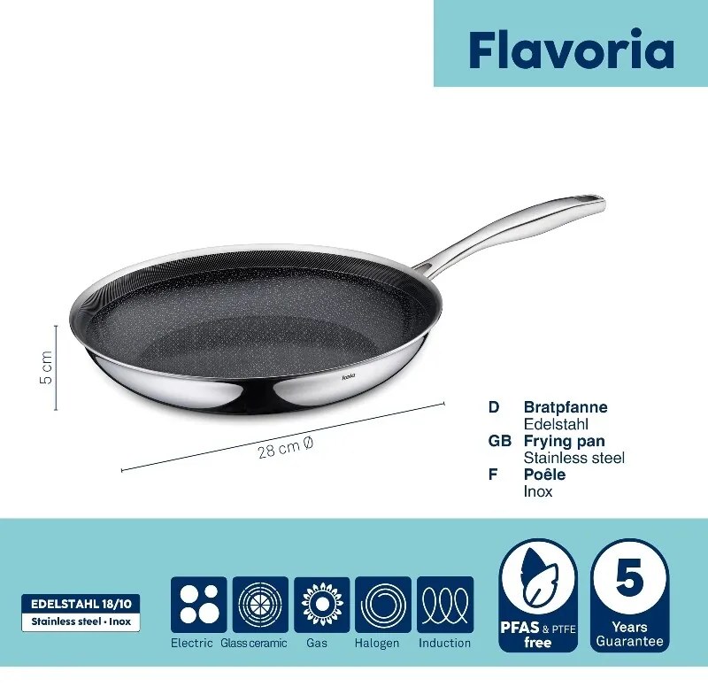 Kela Nierdzewna patelnia z powłoką ceramiczną Flavoria 28 cm