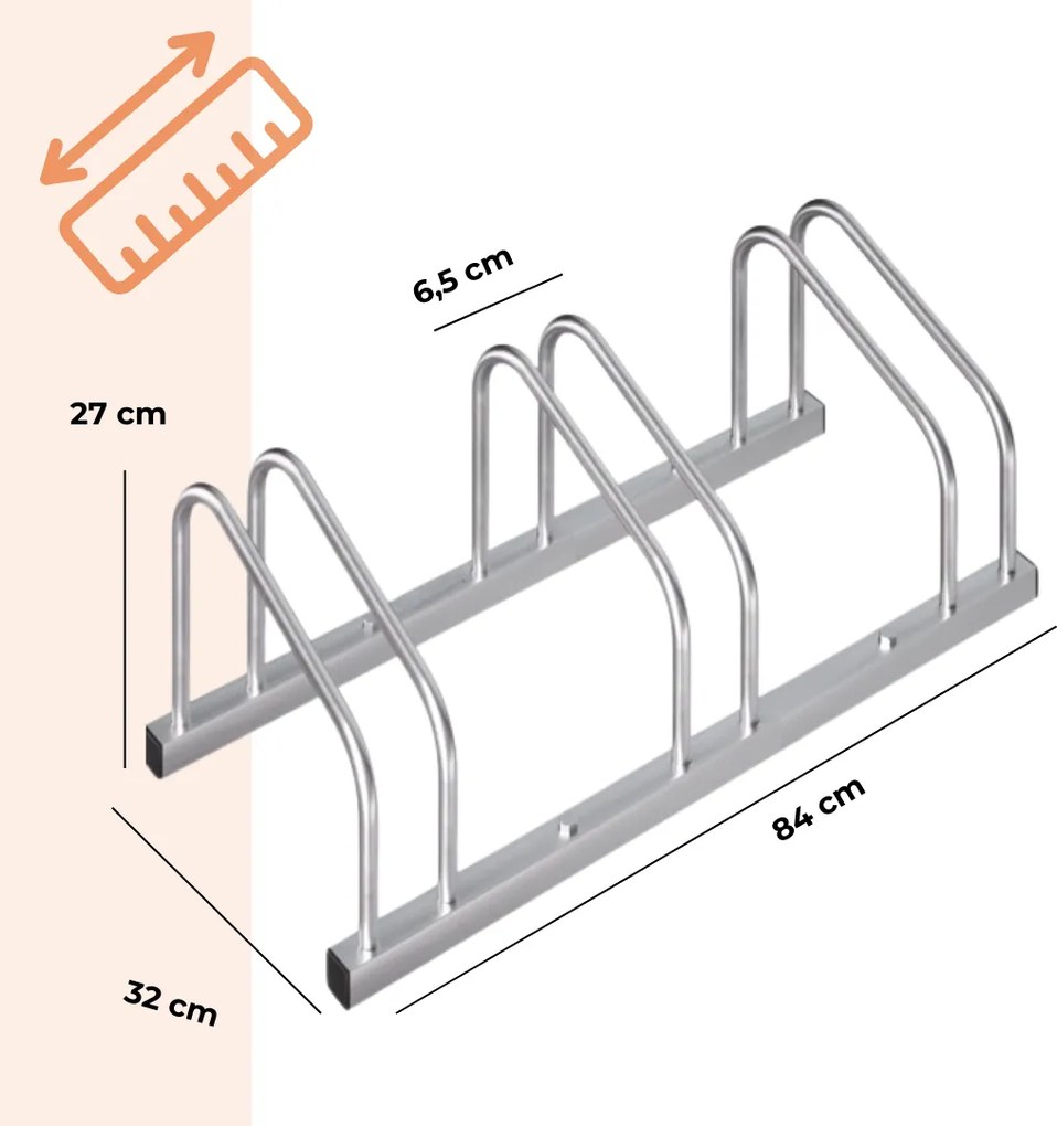 Stojak na 3 rowery BIKE, 84x32x27cm, srebrna Monzana