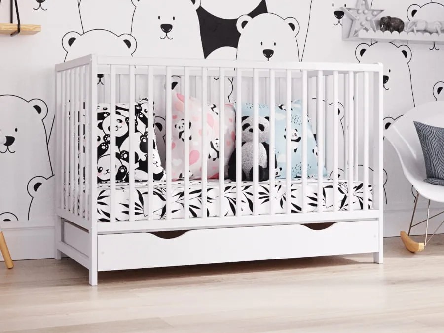 Łóżeczko Dominik białe 120/60 z szufladą