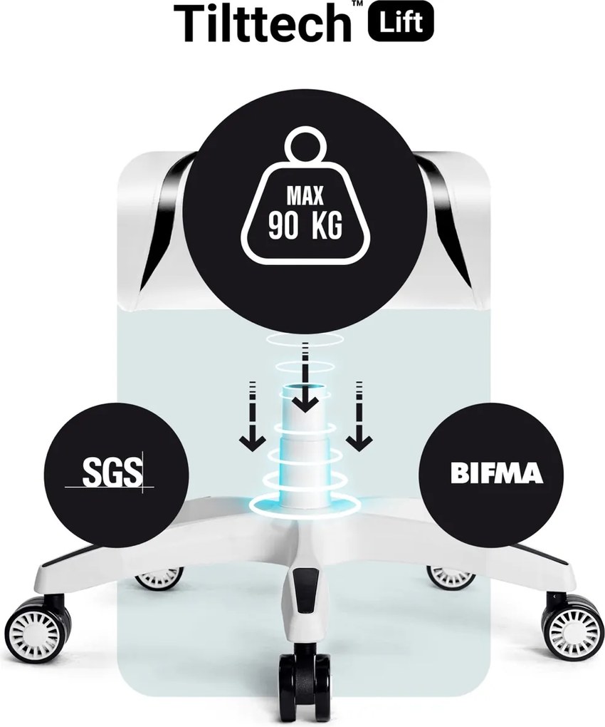 Fotel gamingowy młodzieżowy Diablo X-One 2.0 Small Size, kolor biało-czarny