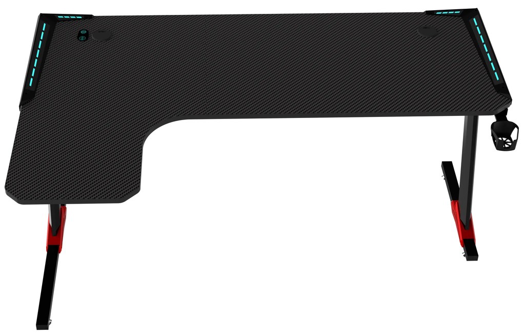 Biurko Gamingowe Komputerowe LED "L" dla gracza Carbon 140x100
