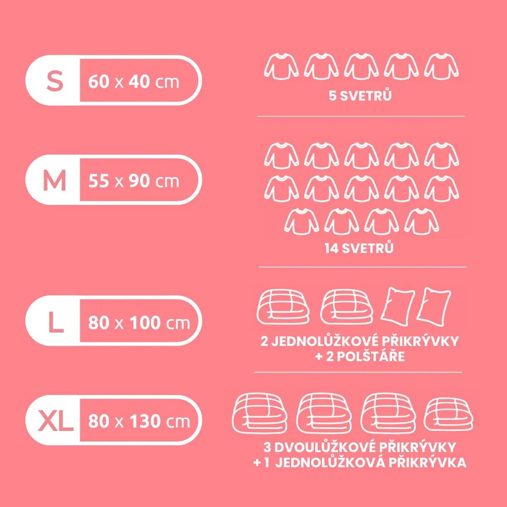 Zestaw worków do przechowywania próżniowegoAspispace 3x M 70 l, 2x L 120 l, 5 szt.