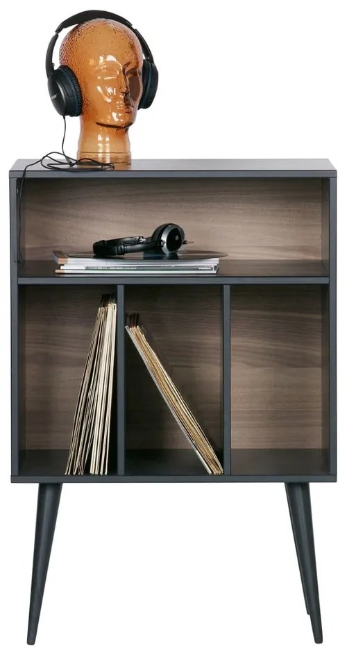 Czarno-naturalna szafka na gramofon z litego drewna sosnowego 60x83 cm James – WOOOD