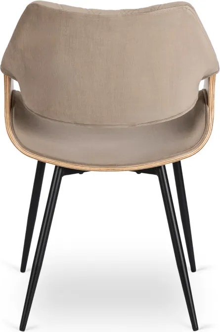 Krzesło Tapicerowane z Drewna Giętego do Salonu DAKOTA Beżowe/Dąb złoty Welurowe Nowoczesne Loft