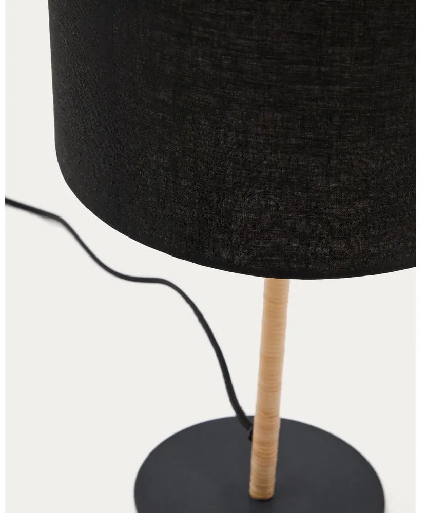 Czarna lampa stołowa z tekstylnym kloszem (wysokość 45 cm) Pina – Kave Home