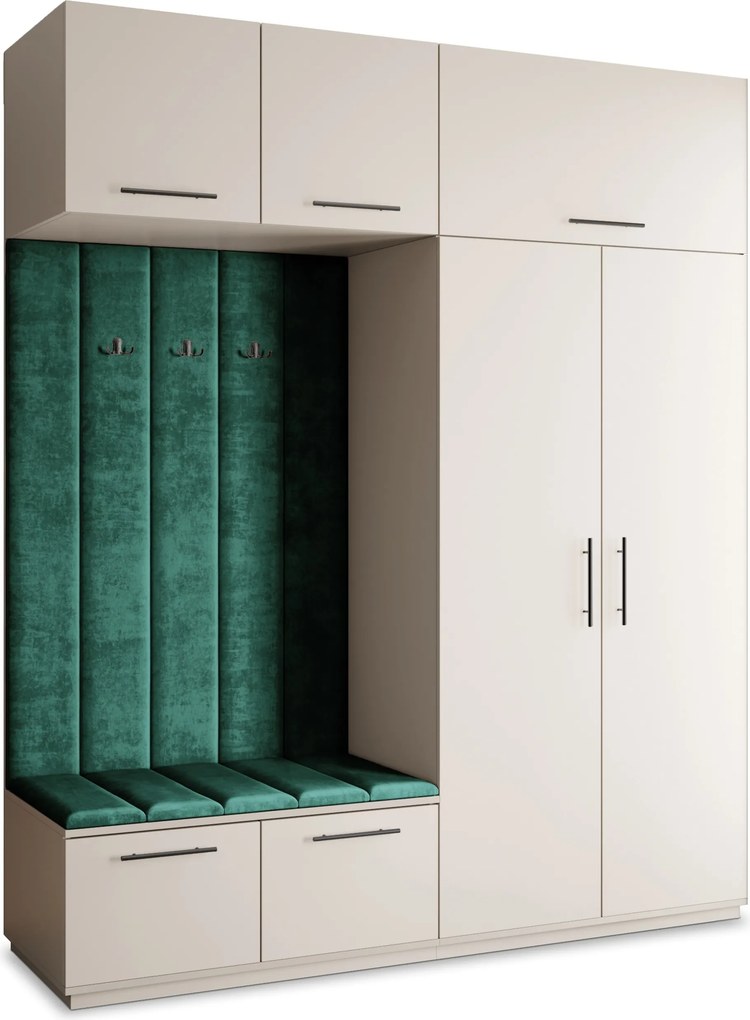 Masseno Garderoba REMA 200/240/60 cm Nowoczesna Szafa do Przedpokoju Kaszmir, MONOLITH 37 (Butelkowa zieleń)