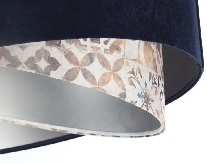 Granatowa lampa wisząca welurowa - EXX16-Olonix