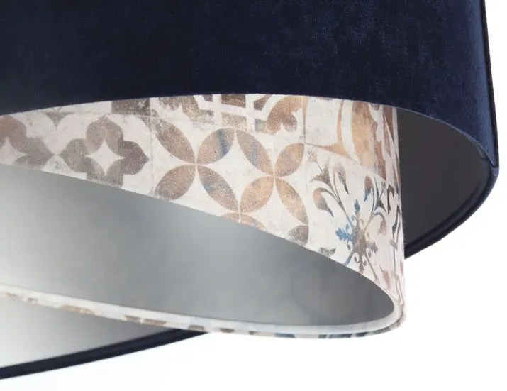 Granatowa lampa wisząca welurowa P3-Z76