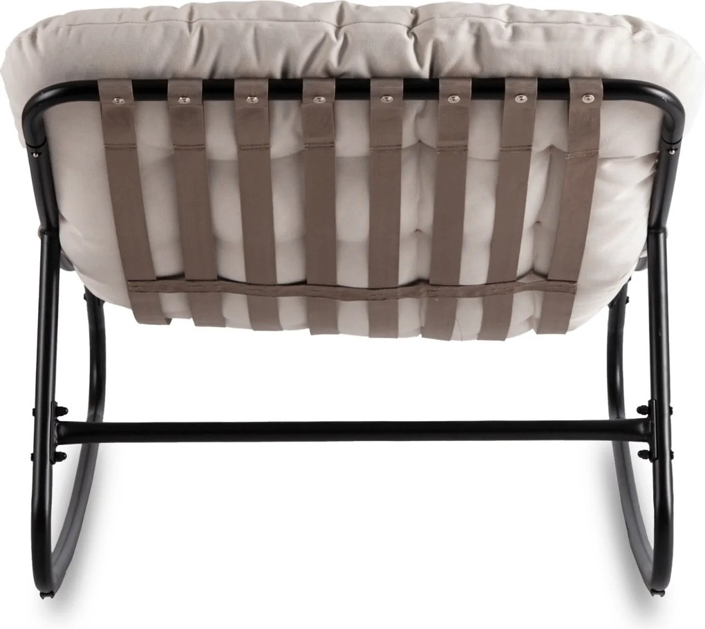 Bujany fotel na taras Aurora - bujak ogrodowy z pikowaną poduchą, beżowy