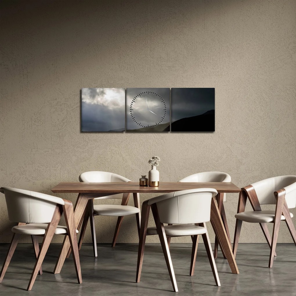 Obraz zbliżającej się burzy (z zegarem) (90x30 cm)