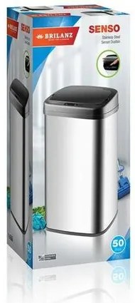 Brilanz Kosz bezdotykowy na śmieci Senzo 50 l, prostokątny, stal nierdzewna