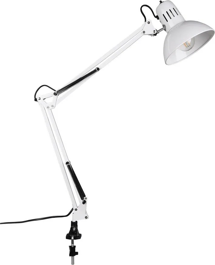 Biała lampa stołowa z elastyczną konstrukcją/z klipsem (wysokość 73,5 cm) Tajo – Trio