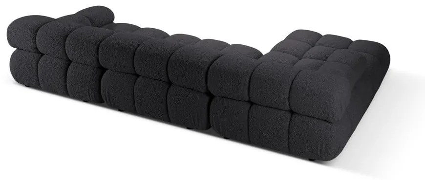 Antracytowy narożnik modułowy z materiału bouclé (lewostronny) Bellis – Micadoni Home