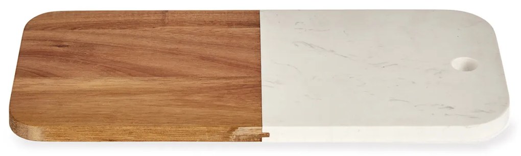 Deska do serwowania, marmur i drewno, 38 x 18 cm