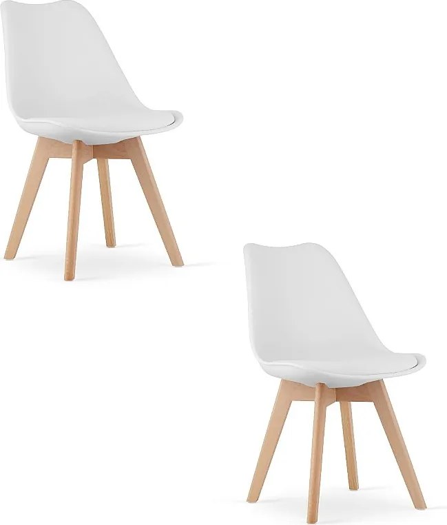 Krzesła Valora RIKX białe z poduszką i drewnianymi nogami x2