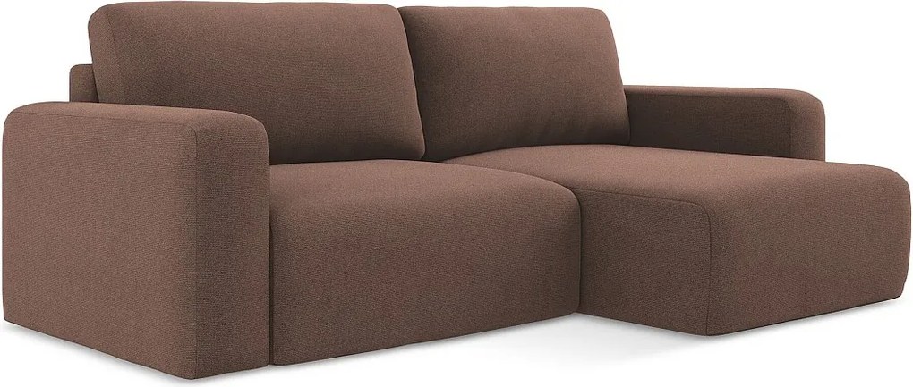 Narożnik prawostronny z funkcją spania - z tkaniny strukturalnej - pudrowy róż - KONA