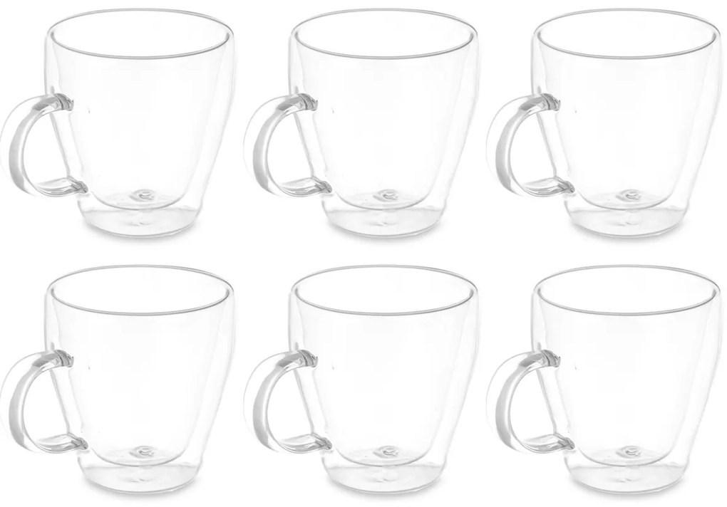 Zestaw kubków z podwójnym dnem i ściankami, 6 sztuk, 270 ml