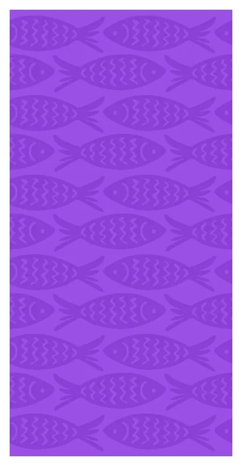 Fioletowy bawełniany ręcznik plażowy 70x140 cm Fishes – B.E.S.