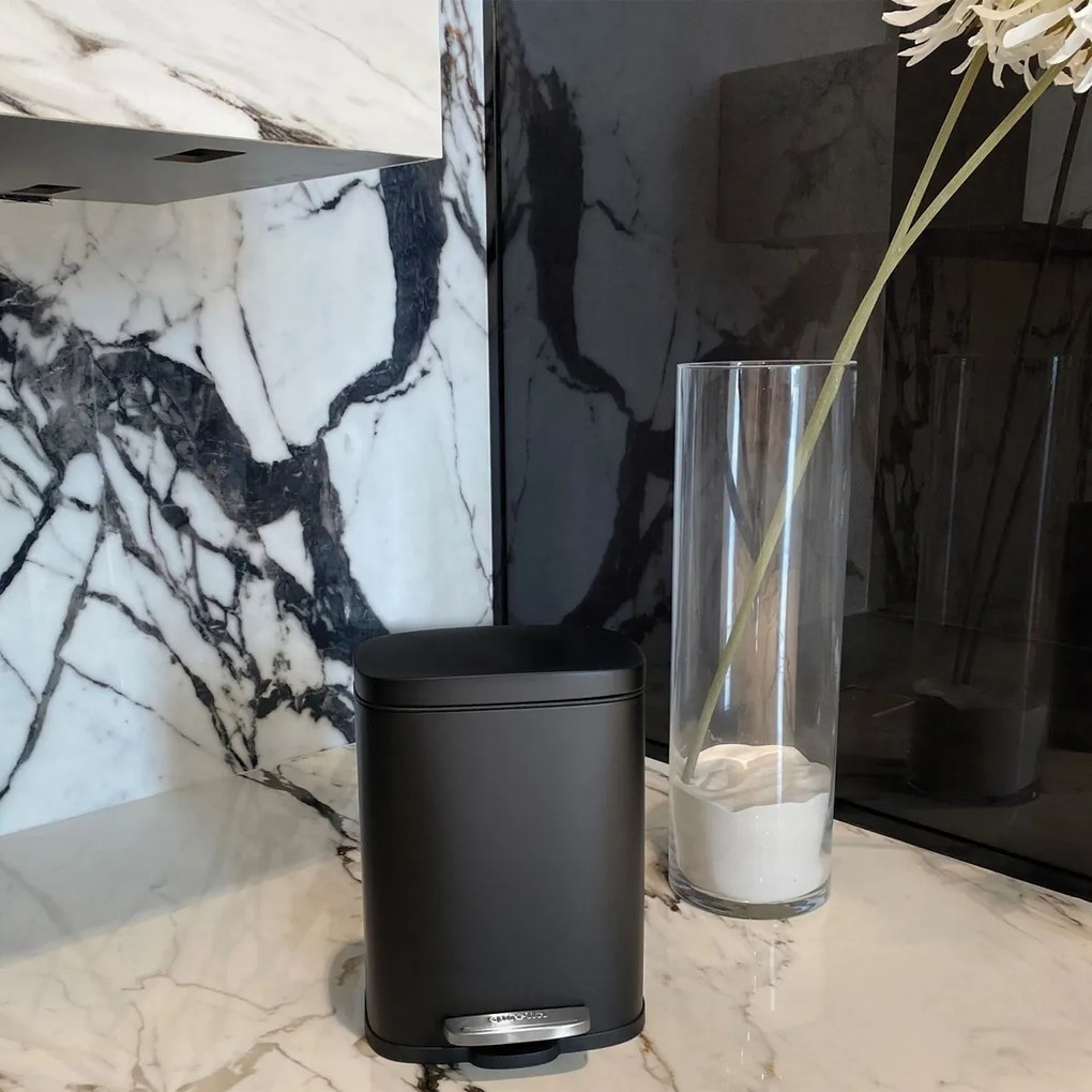 Spirella Kosz na śmieci z pedałem soft-close Akira 12 l, matowy czrny, 12 l