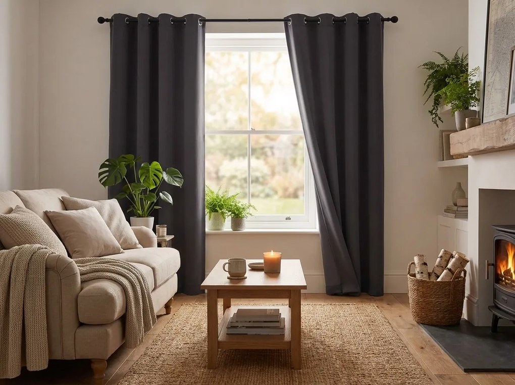 Czarna zasłona OXFORD 140x250 cm Zawieszanie: Taśma z wiązaniami