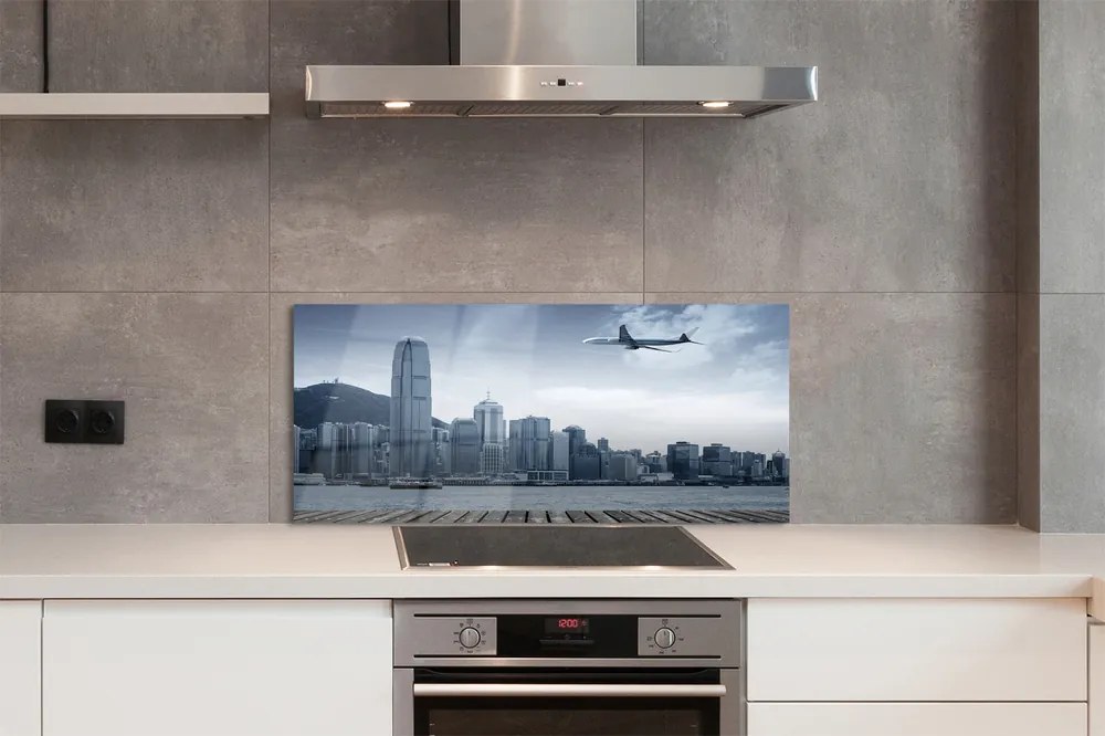 Panel nad Blat Kuchenny Samolot nad Miejskimi Chmurami