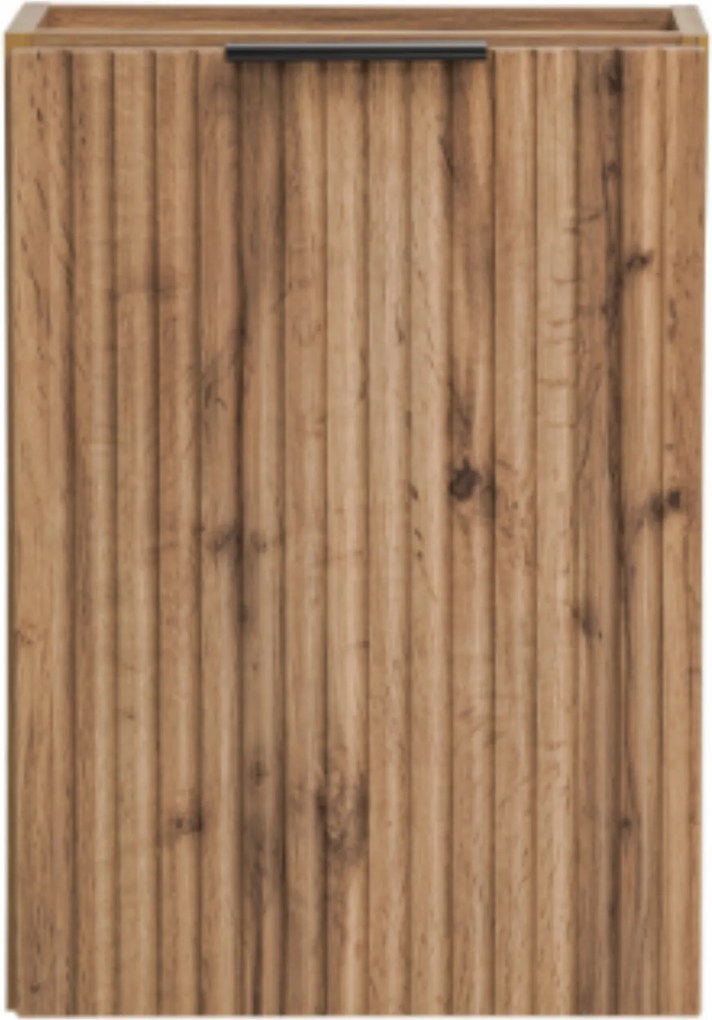 Szafka wisząca pod umywalkę w kolorze naturalnego drewna ryflowany front 40 x 22 cm ASTROS Light oak