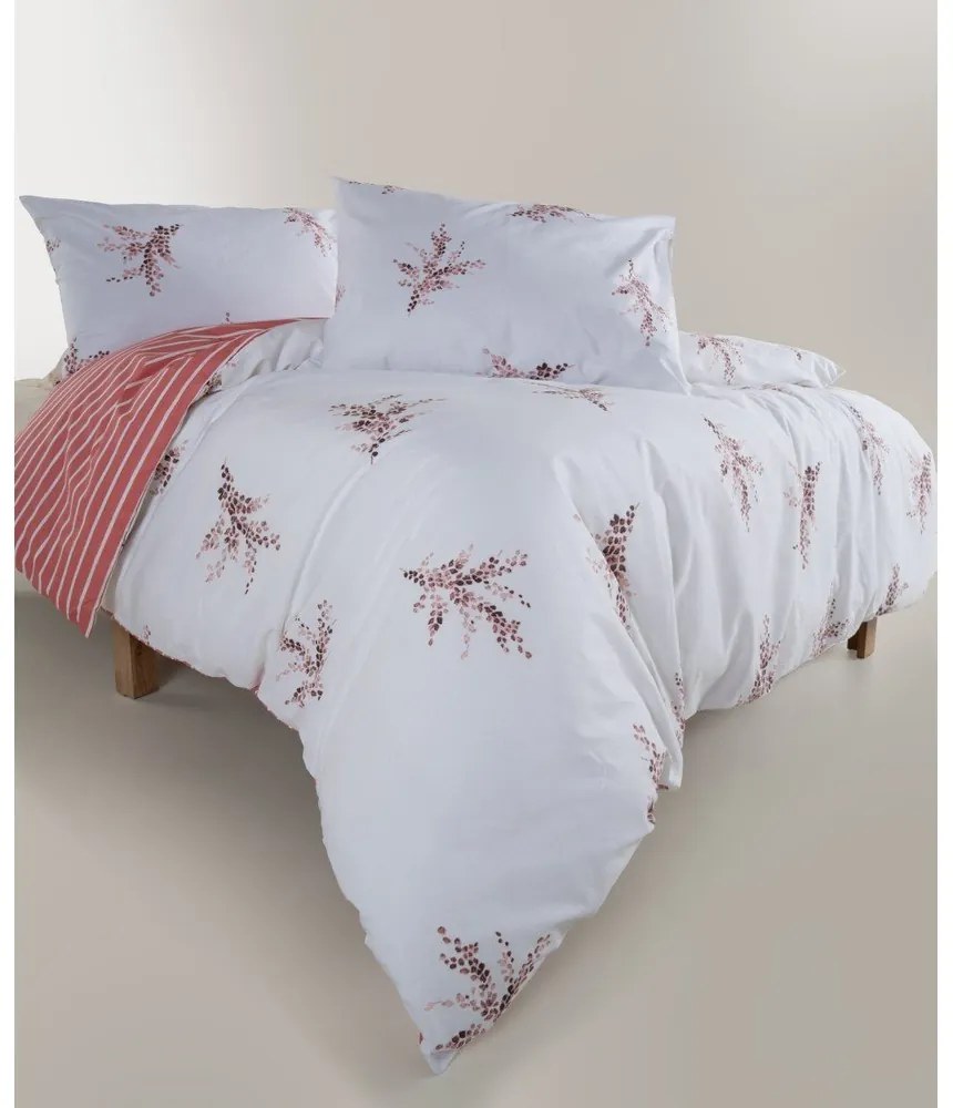 Biała/różowa pościel jednoosobowa z bawełny renforcé 140x200 cm Breeze Floral – Mila Home Luxury
