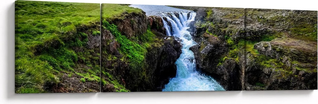 Obraz wodospadu między skałami (170x50 cm)